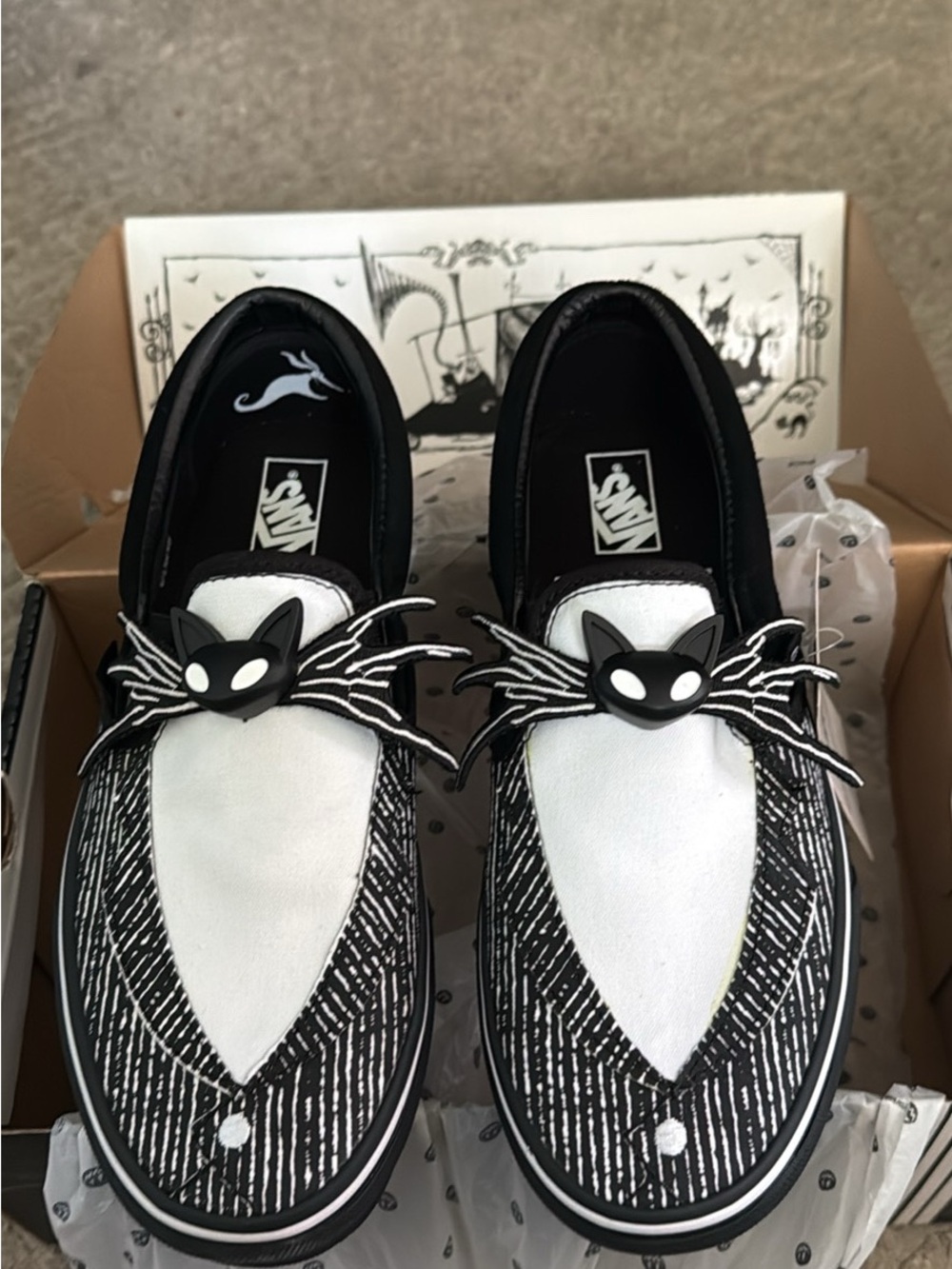 New Vans Black & White Jack Skellington Slip-On
